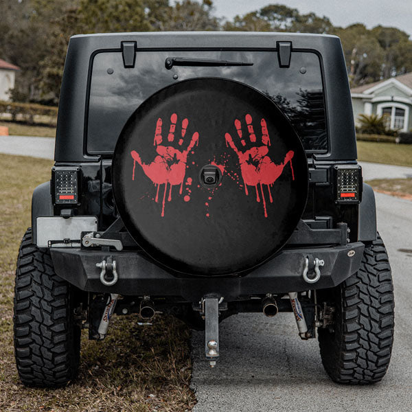 Halloween Bloody Hands Tire Cover With Backup Camera