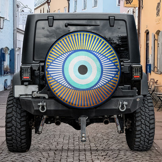 Blue Evil Eye Tire Cover Without Camera