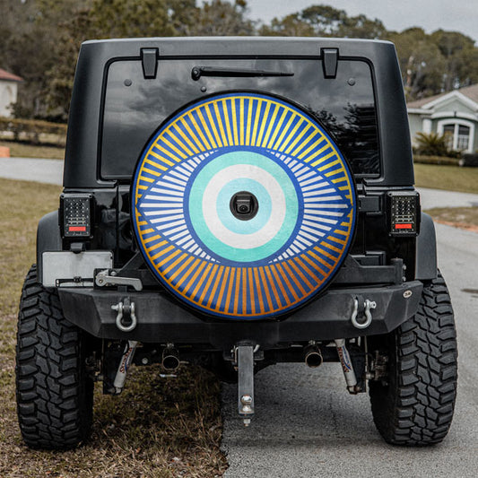 Blue Evil Eye Tire Cover With Camera
