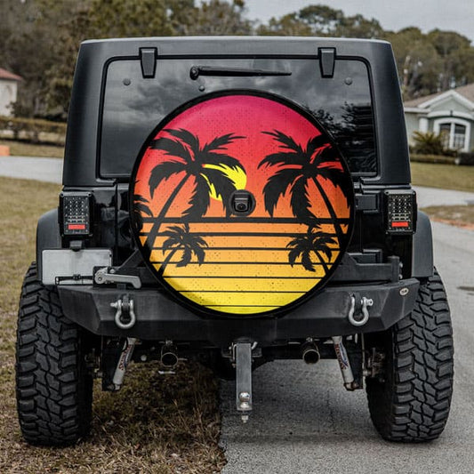 Retro-Sunset-Palm-Trees-Tire-Cover-With-Camera