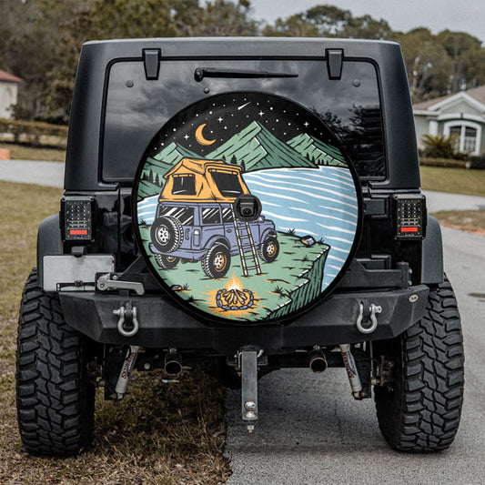 Camping in The Night Spare Tire Cover For Jeep & Bronco