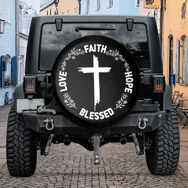 Faith Love & Hope Spare Tire Cover For Jeep & Bronco