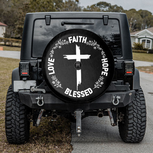 Faith Love & Hope Spare Tire Cover For Jeep & Bronco