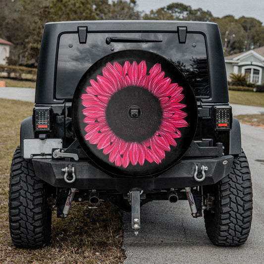 Hot-Pink-SunFlower-Tire-Cover-With-Backup-Camera