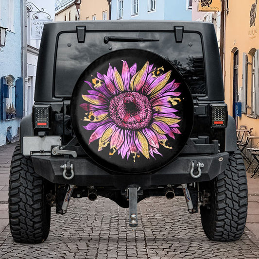 Leopard-Pink-Sunflower-Tire-Cover
