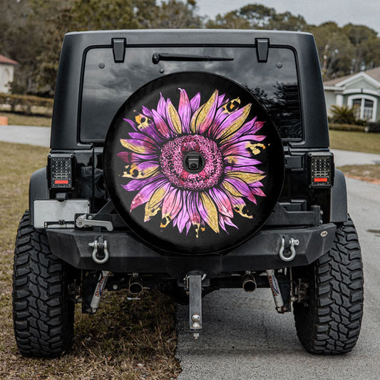 Leopard-Pink-Sunflower-Tire-Cover