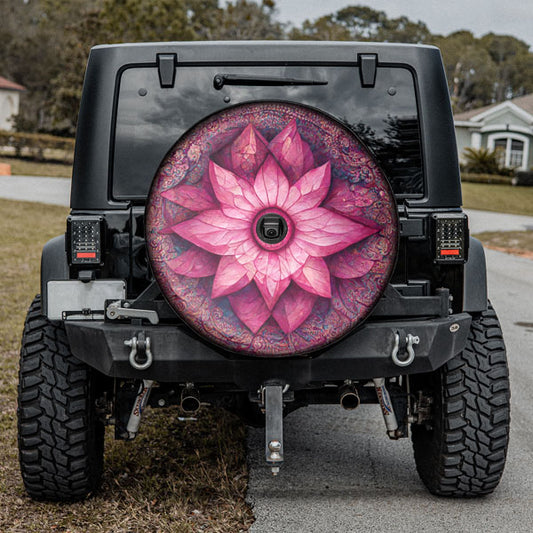 Pink-Floral-Mandala-Tire-Cover-With-Backup-Camera