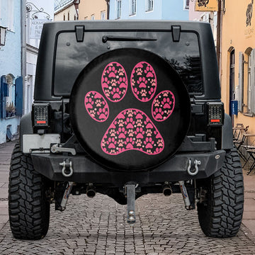 Pink Paw Print Spare Tire Cover For Jeep & Bronco