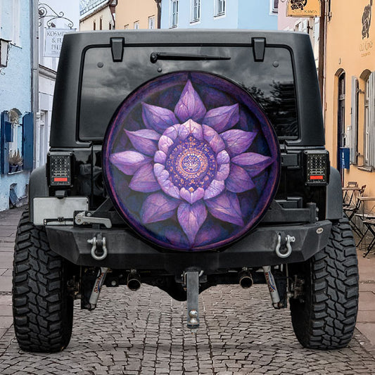 Purple-Floral-Mandala-Tire-Cover